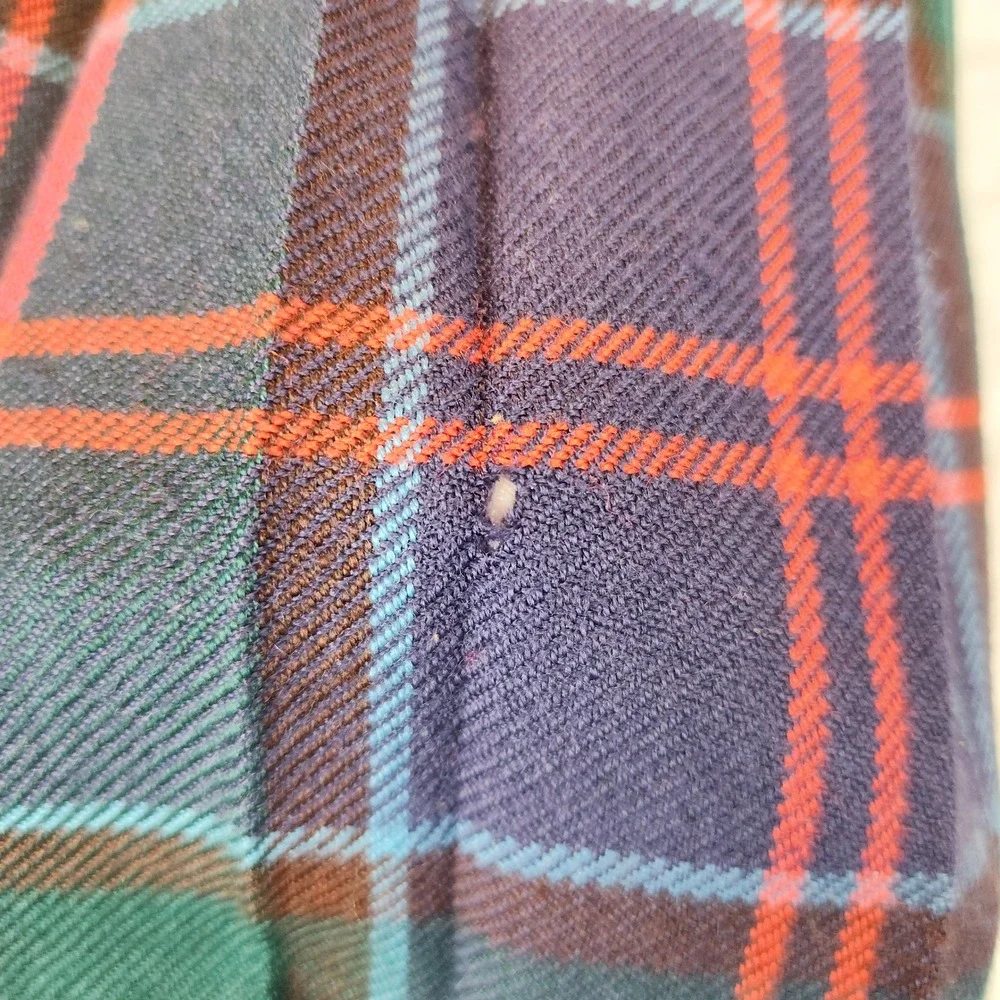 Aljean Skirt Vintage Plaid Pure Virgin Wool Pleated Kilt Midi Green Red 28W